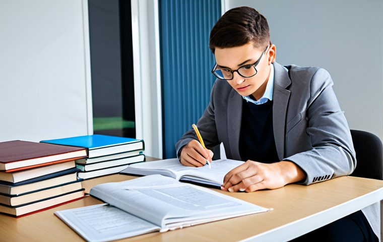 **

"A focused student, fully clothed in comfortable study attire, diligently reviewing insurance policies at a desk filled with textbooks and study guides, safe for work, appropriate content, perfect anatomy, correct proportions, natural pose, study environment, educational setting, professional, high-quality rendering, well-formed hands, proper finger count, family-friendly, modest clothing."

**