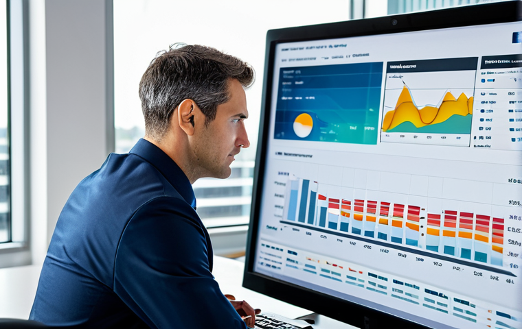 "A data analyst in a modern office, examining a dashboard displaying weather patterns and claim data for flood insurance. The analyst is wearing professional attire, fully clothed, appropriate content, safe for work, perfect anatomy, natural proportions, professional environment, high quality."