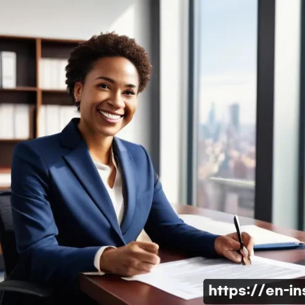 보험중개사 자격증의 법적 효력 - **Prompt:** A diverse, professional female insurance broker in her late 30s, dressed in a sharp busi...