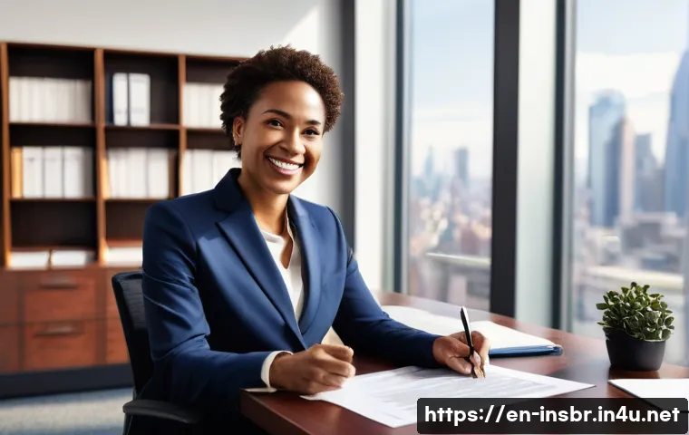 보험중개사 자격증의 법적 효력 - **Prompt:** A diverse, professional female insurance broker in her late 30s, dressed in a sharp busi...