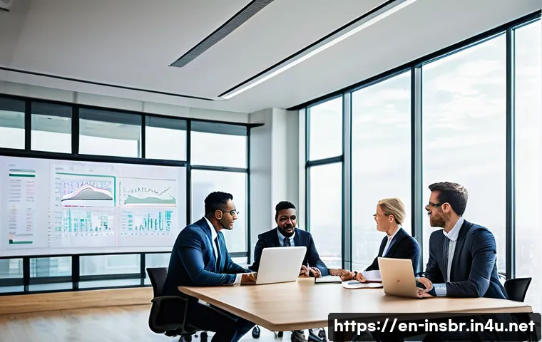 보험중개사와 관련된 정부 지원 프로그램 - A modern insurance brokerage office scene showing diverse professionals collaborating around a confe...