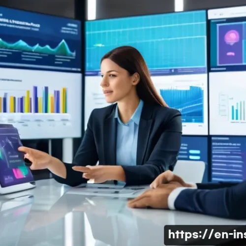 Home 32 보험중개사와 재보험 산업 동향 - A modern insurance brokerage office scene showing diverse professionals collaborating around a large...