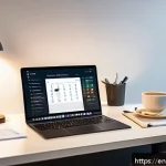 보험중개사 자격 취득 방법 - A professional insurance broker study setup featuring a modern home office with a laptop displaying ...
