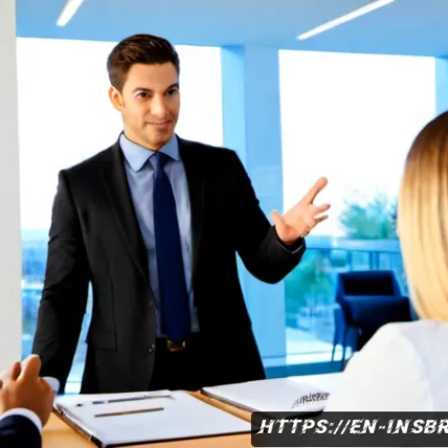 보험중개사로서의 롤모델 찾기 - Photorealistic editorial-style scene of an aspiring insurance broker in a smart business-casual suit...
